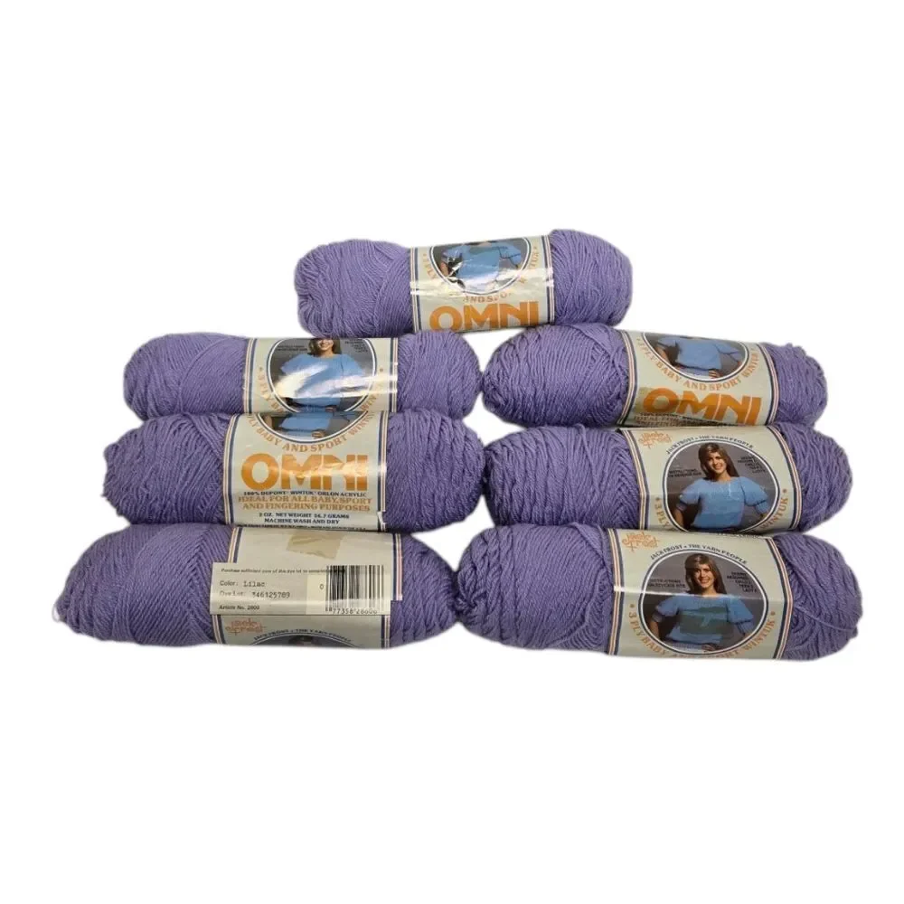 VINTAGE lilac purple Orlon acrylic Wintuk Omni 3 ply‎ baby and sport yarn lot 7